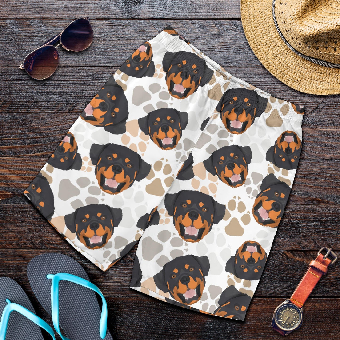 Rottweiler Pattern Print Design A03 Mens Shorts