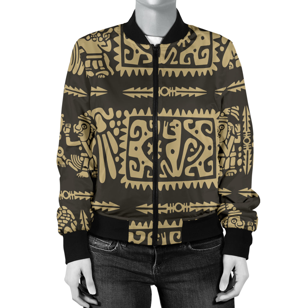 Mayan Pattern Print Design 02 Women's Bomber Jacket