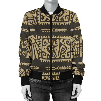 Mayan Pattern Print Design 02 Women's Bomber Jacket