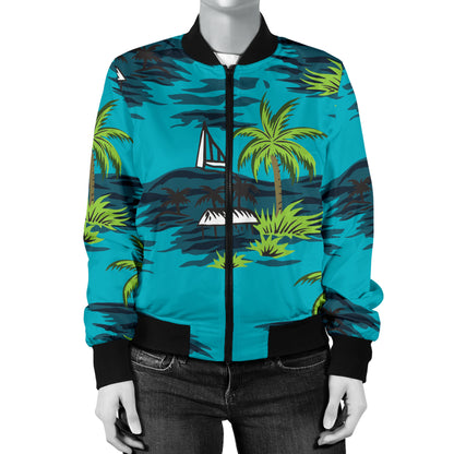 Pacific island Pattern Print Design A01 Women's Bomber Jacket
