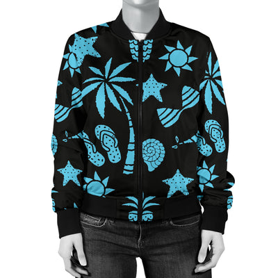 Beach Scene Pattern Print Design 03 Women's Bomber Jacket