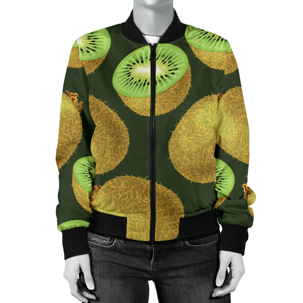 Kiwi Pattern Print Design KW04 Women Bomber Jacket