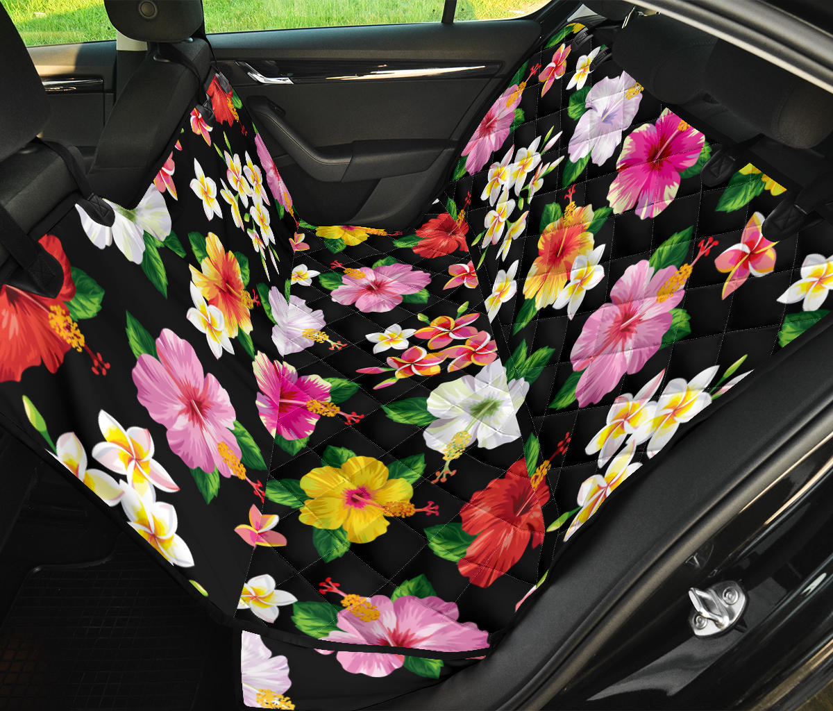 Hibiscus Pattern Print Design HB025 Rear Dog  Seat Cover