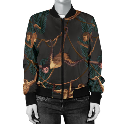 Monkey Pattern Print Design 02 Women's Bomber Jacket