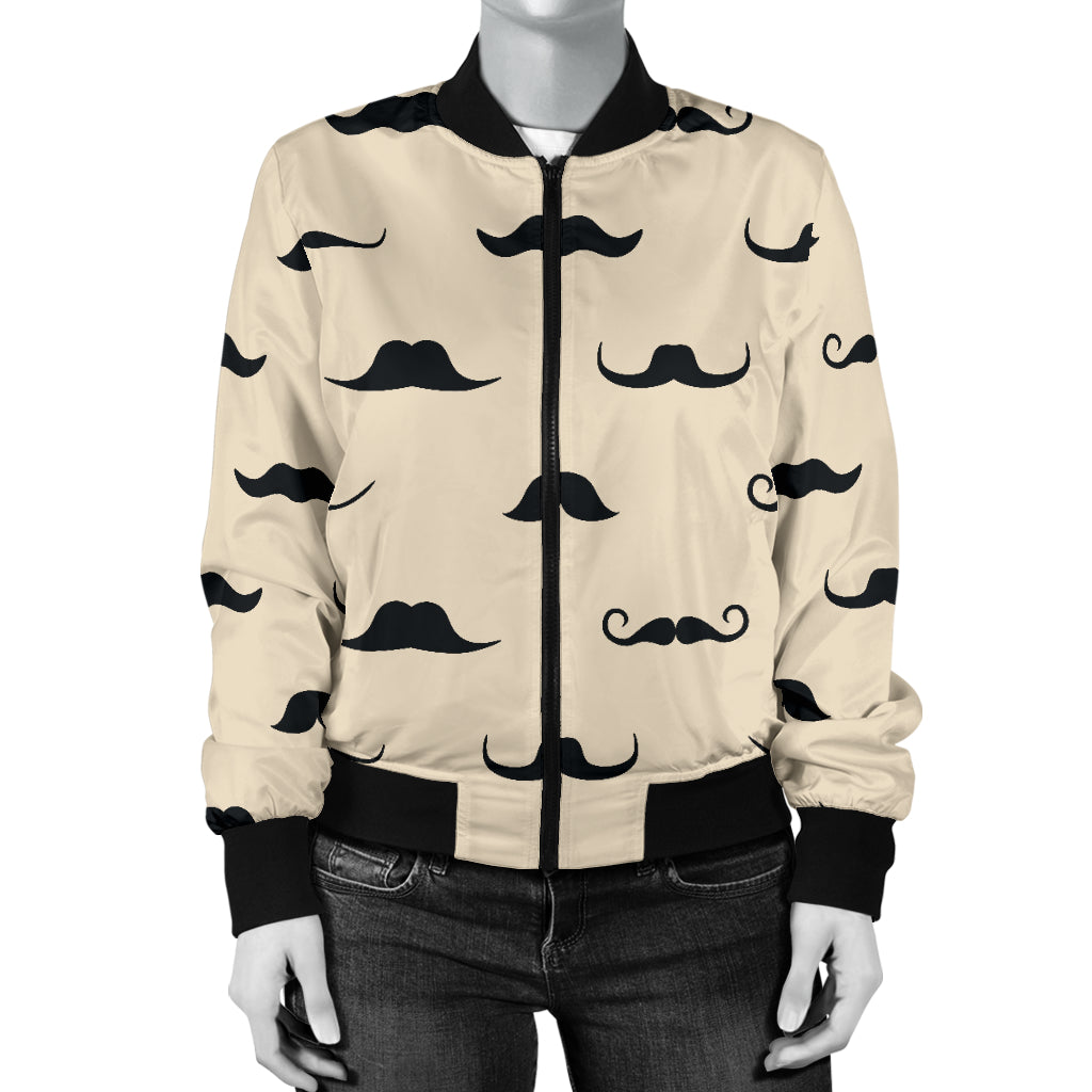 Mustache Pattern Print Design A03 Women's Bomber Jacket