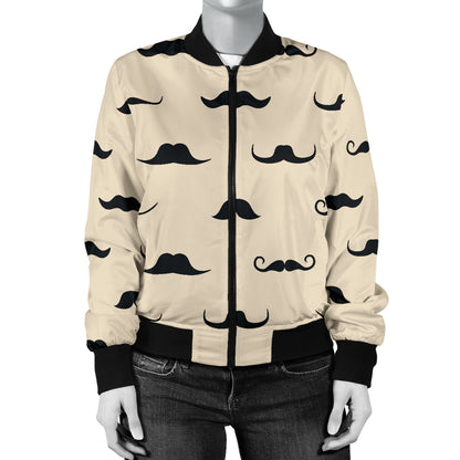 Mustache Pattern Print Design A03 Women's Bomber Jacket