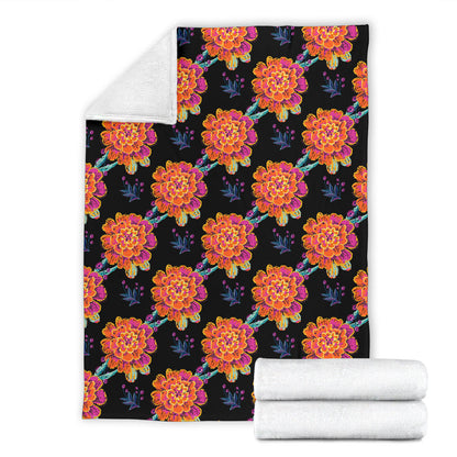 Marigold Pattern Print Design MR04 Fleece Blanket