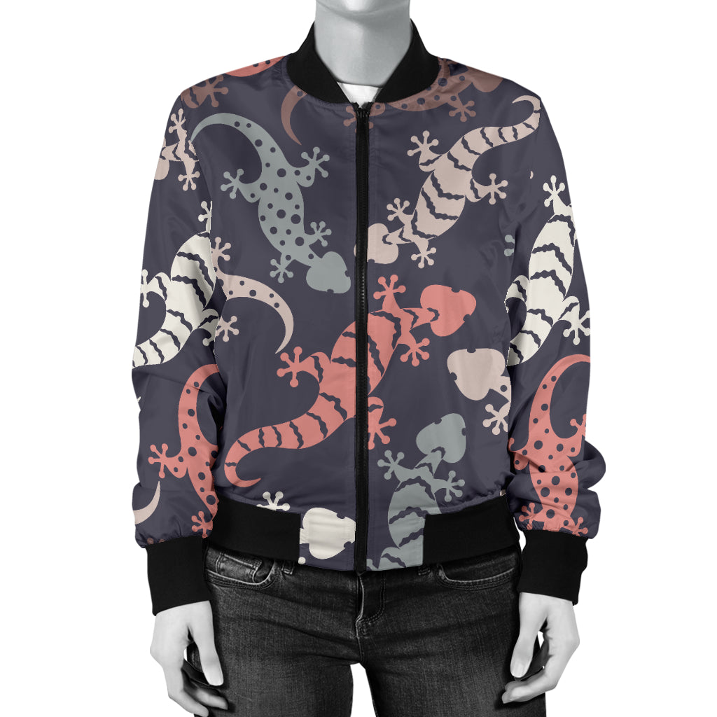 Gecko Pattern Print Design 02 Women's Bomber Jacket