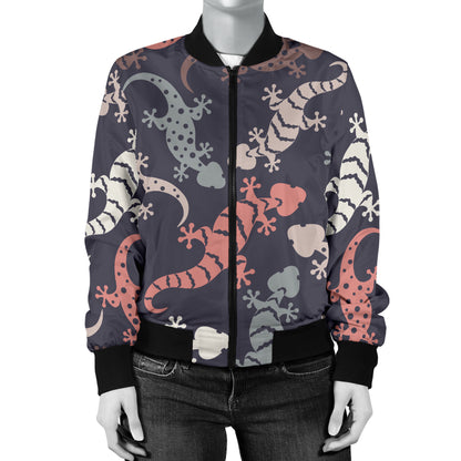 Gecko Pattern Print Design 02 Women's Bomber Jacket
