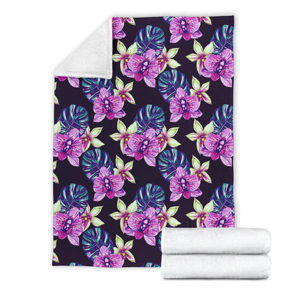 Orchid Pattern Print Design OR010 Fleece Blanket