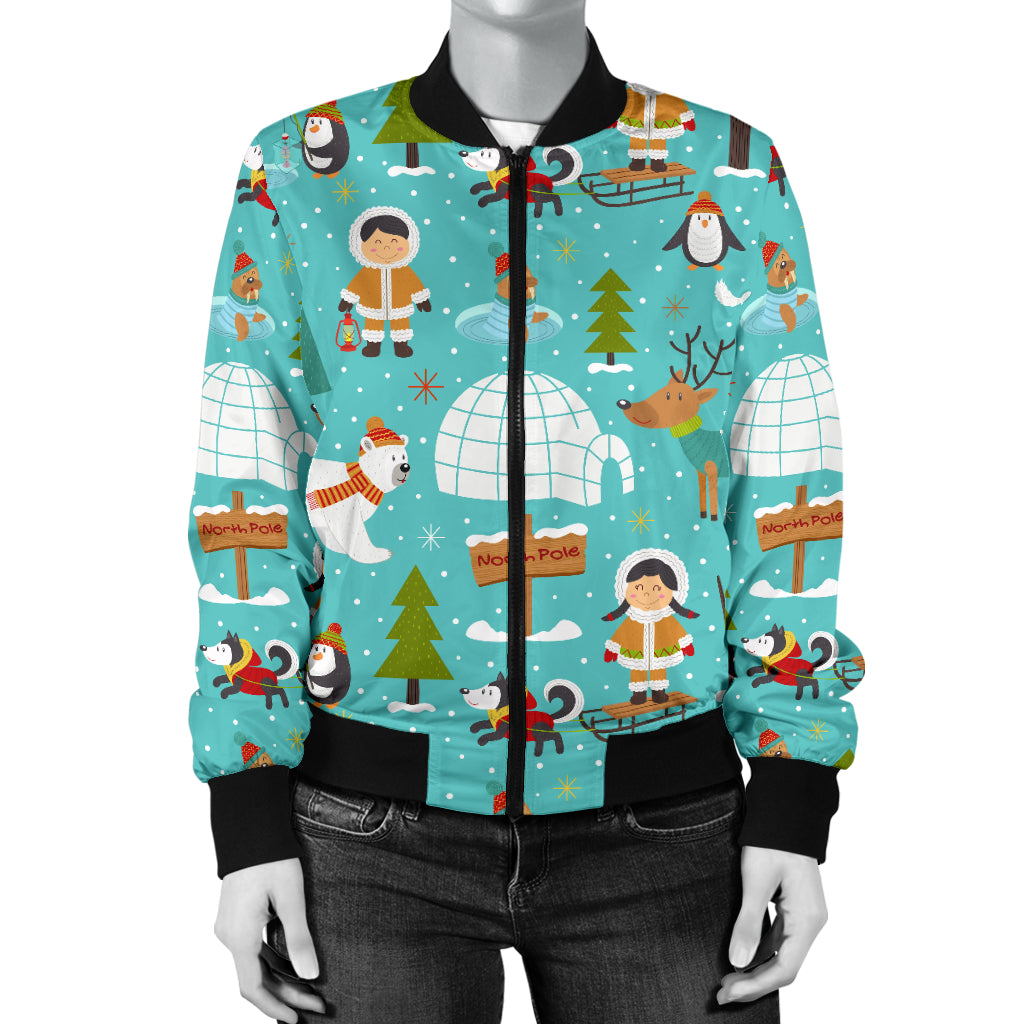 Eskimo Pattern Print Design 01 Women's Bomber Jacket