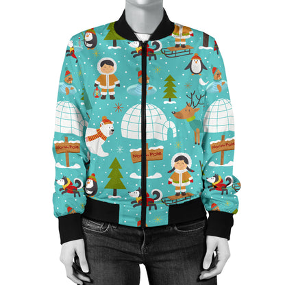Eskimo Pattern Print Design 01 Women's Bomber Jacket