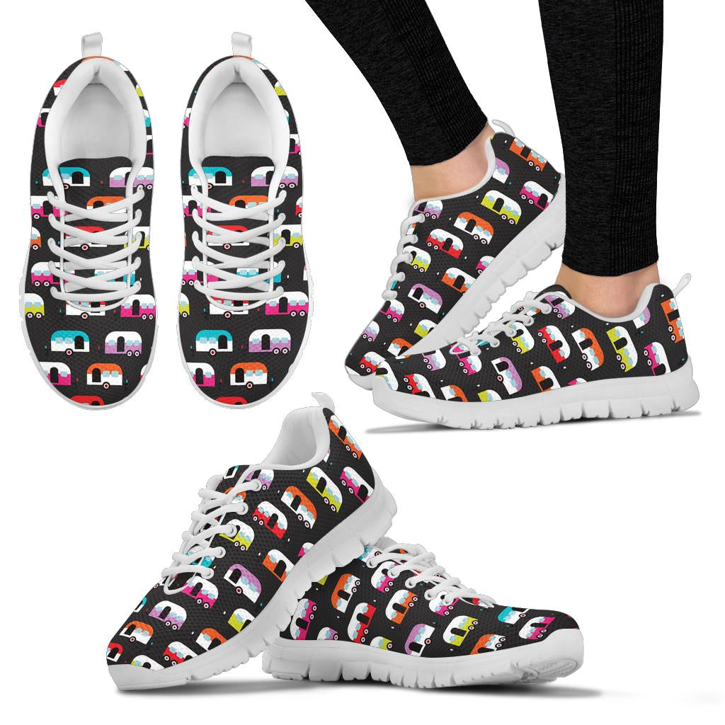 Camper Caravan Pattern Sneakers White Bottom Shoes