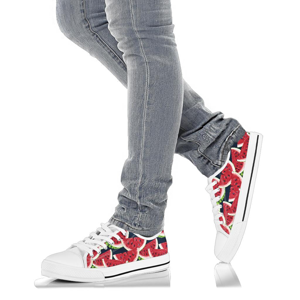 Watermelon Pattern Print Design WM011 White Bottom Low Top Shoes