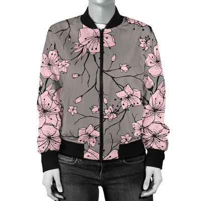 Cherry Blossom Pattern Print Design CB05 Women Bomber Jacket