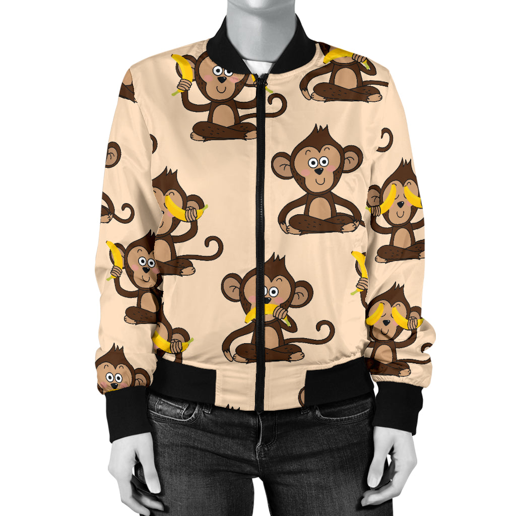 Monkey Pattern Print Design 03 Women's Bomber Jacket