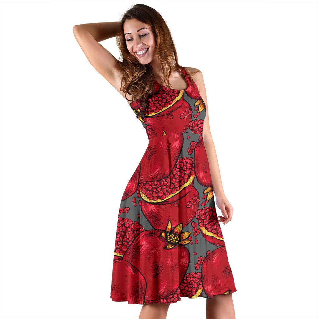 Pomegranate Pattern Print Design PG05 Midi Dress