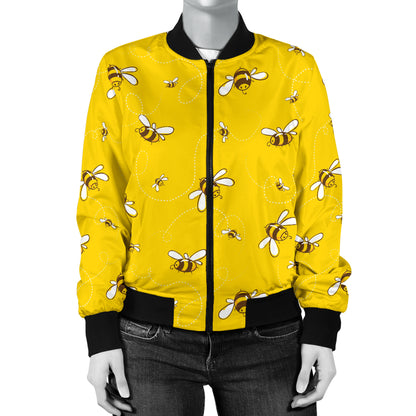 Bee Pattern Print Design 05 Women's Bomber Jacket