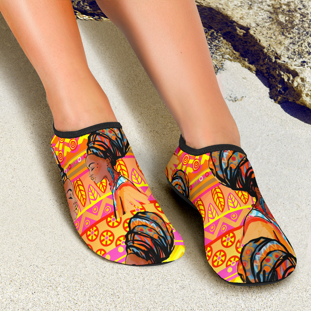 African Girl Aztec Aqua Water Shoes