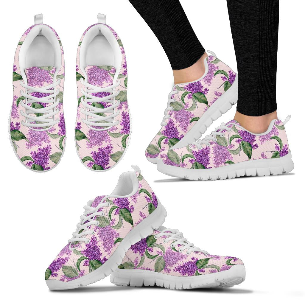 Lilac Pattern Print Design LI02 Sneakers White Bottom Shoes