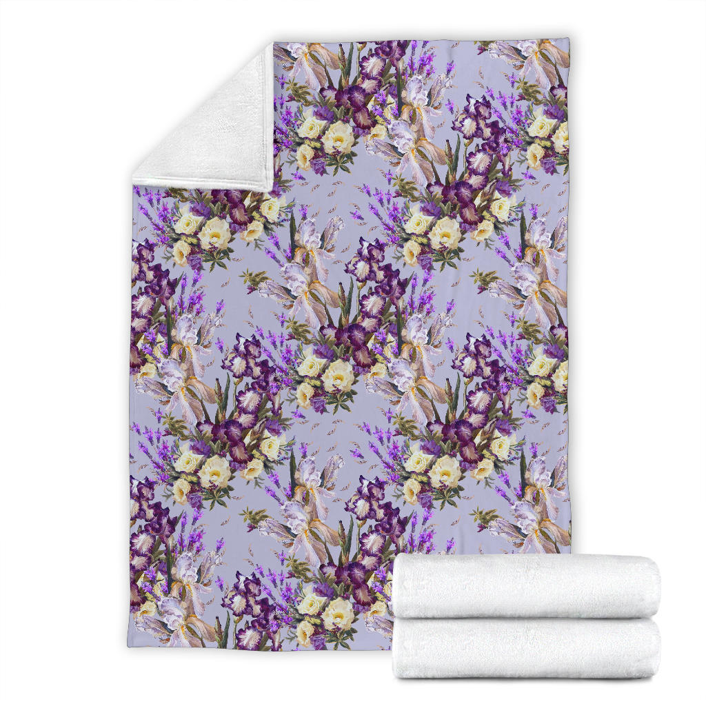 Iris Pattern Print Design IR07 Fleece Blanket