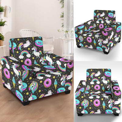 Donut Unicorn Pattern Print Design DN09 Armchair Slipcover