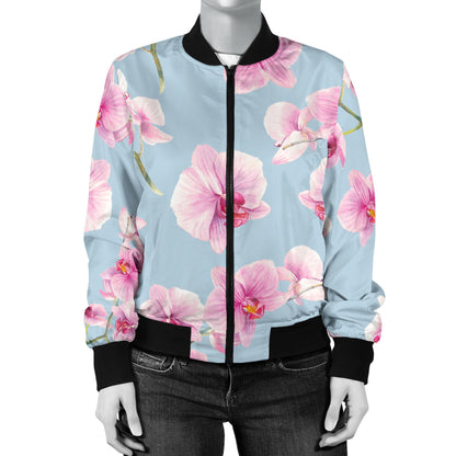 Orchid Pattern Print Design A01 Women's Bomber Jacket
