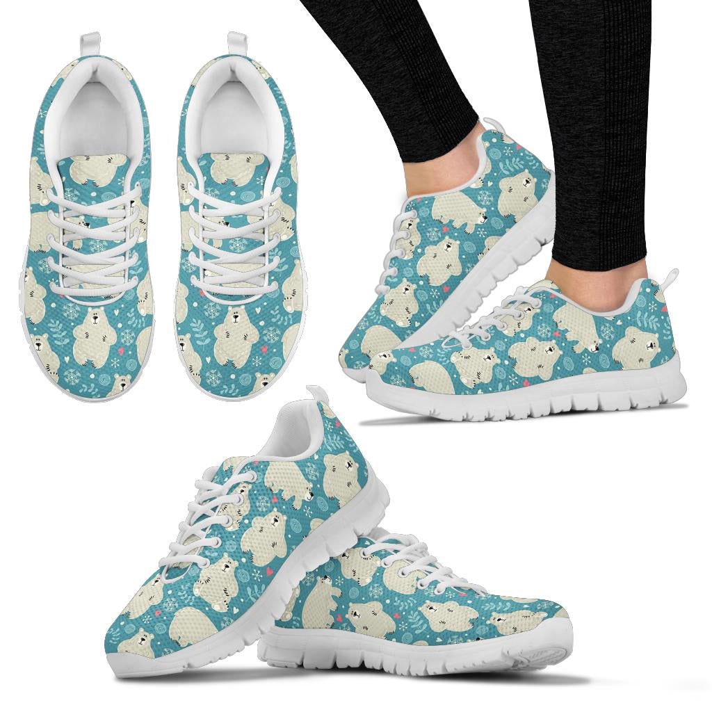 Bear Pattern Print Design BE04 Sneakers White Bottom Shoes