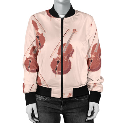 Cello Pattern Print Design 03 Women's Bomber Jacket