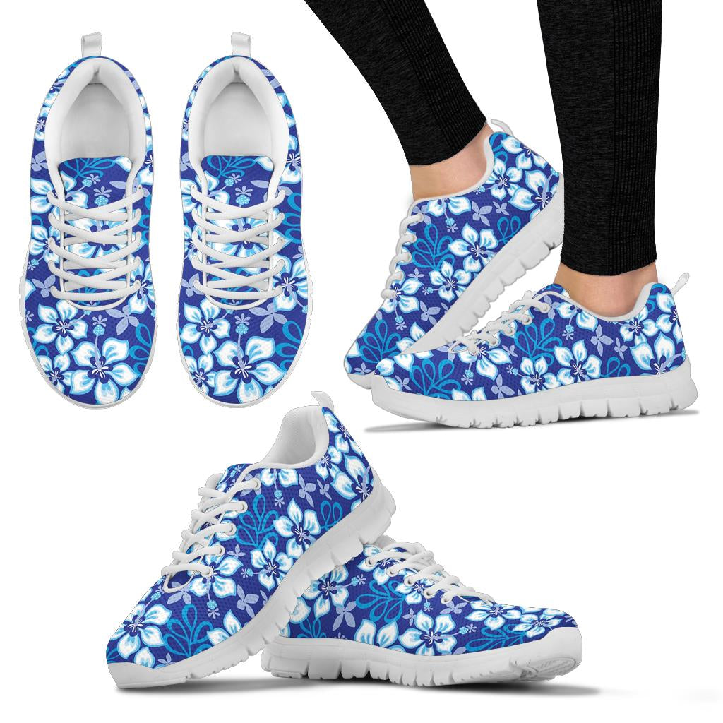 Hibiscus Pattern Print Design HB04 Sneakers White Bottom Shoes