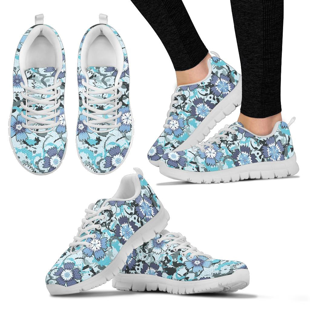 Carnations Pattern Print Design CN04 Sneakers White Bottom Shoes