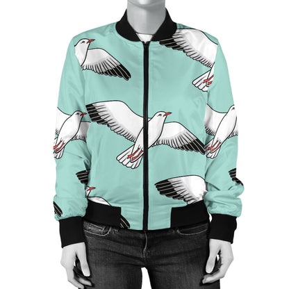 Pigeon Pattern Print Design 02 Women's Bomber Jacket