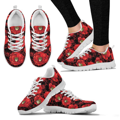 Camellia Pattern Print Design CM06 Sneakers White Bottom Shoes