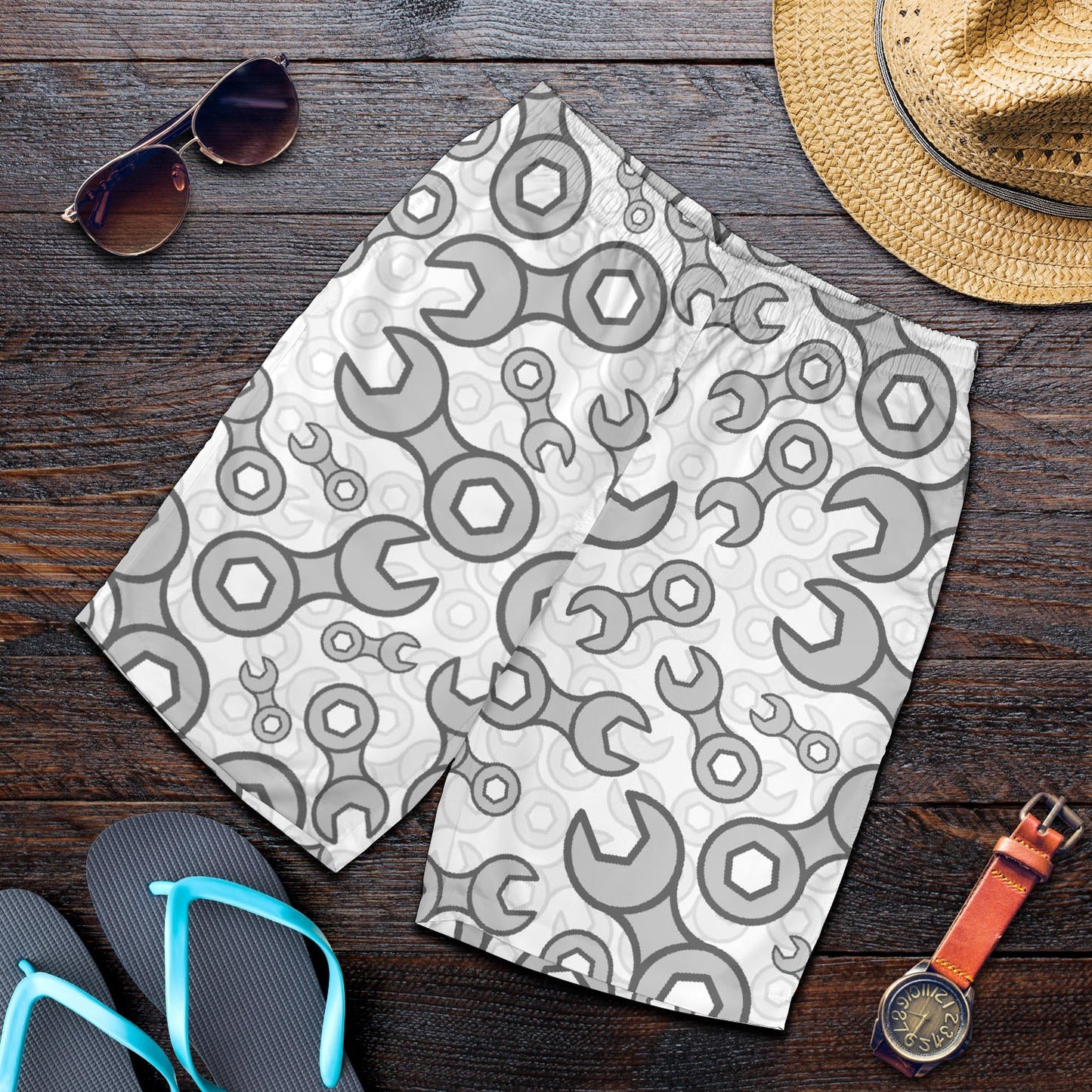 Mechanic Pattern Print Design 05 Mens Shorts