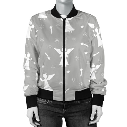 Angel Pattern Print Design 03 Women's Bomber Jacket
