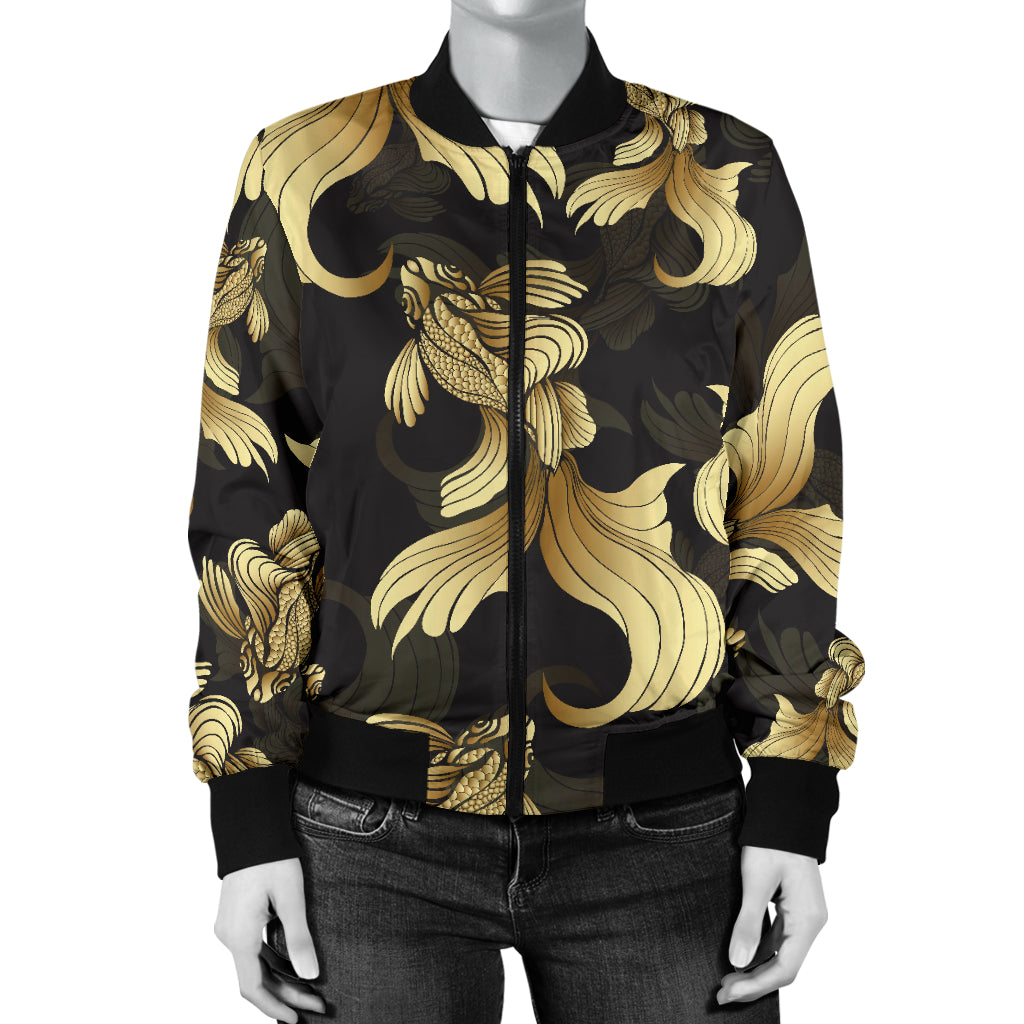 Goldfish Pattern Print Design 02 Women's Bomber Jacket