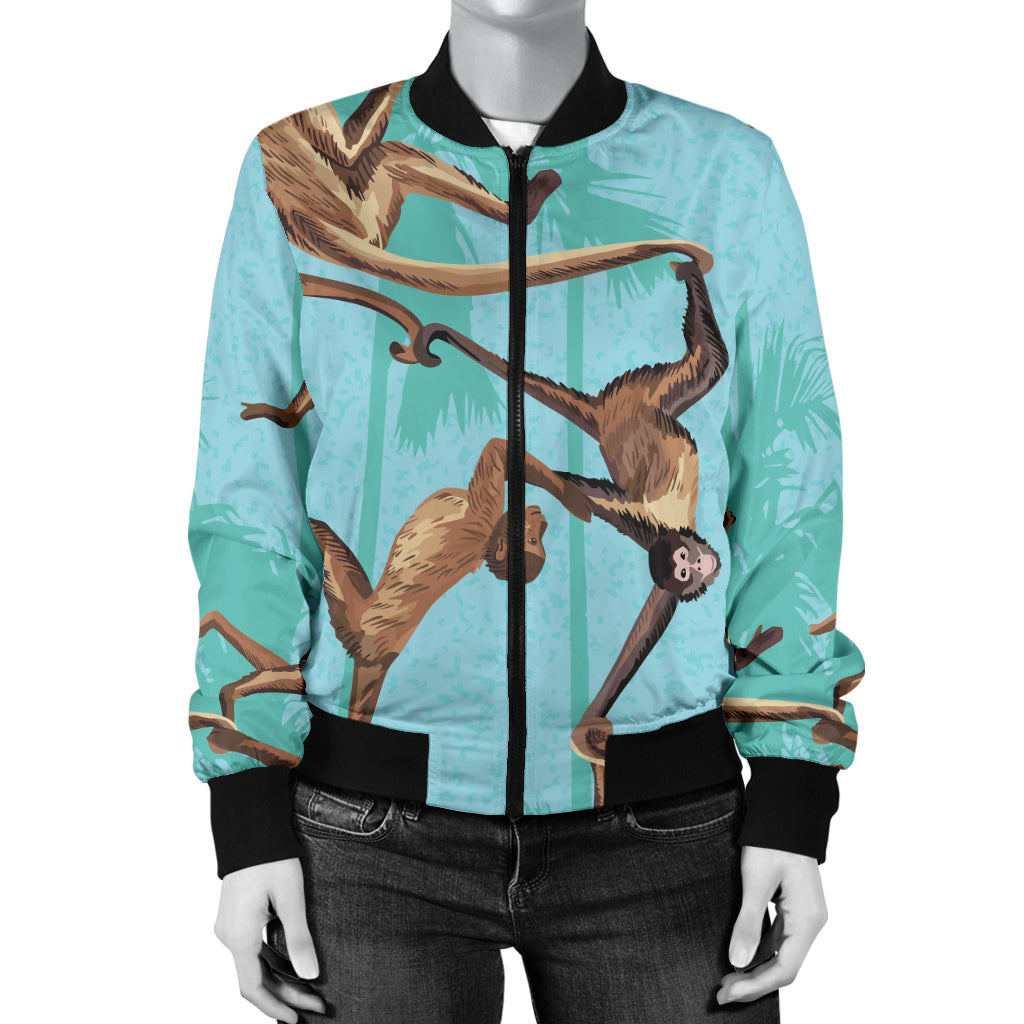 Monkey Pattern Print Design 04 Women's Bomber Jacket