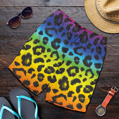 Rainbow Leopard Pattern Print Design A01 Mens Shorts