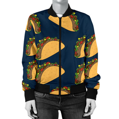 Taco Pattern Print Design TC04 Women Bomber Jacket