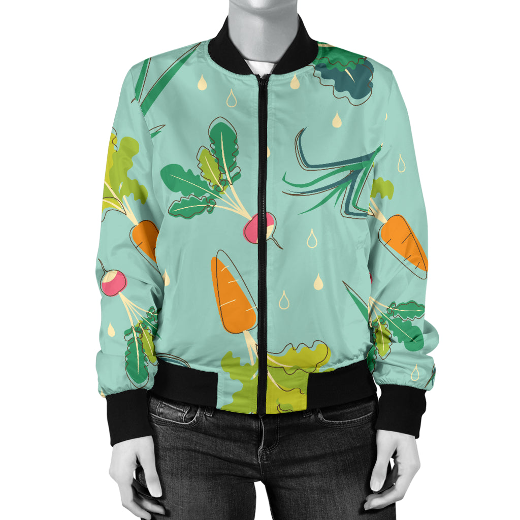 Radish Pattern Print Design A01 Women's Bomber Jacket