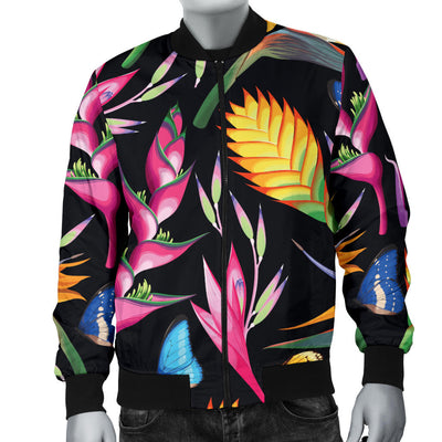 Tropical Flower Pattern Print Design TF016 Men Bomber Jacket