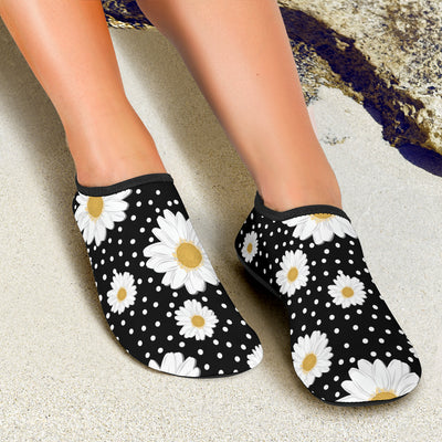 Daisy Pattern Print Design DS02 Aqua Water Shoes