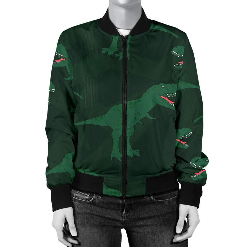 T Rex Pattern Print Design A06 Women's Bomber Jacket