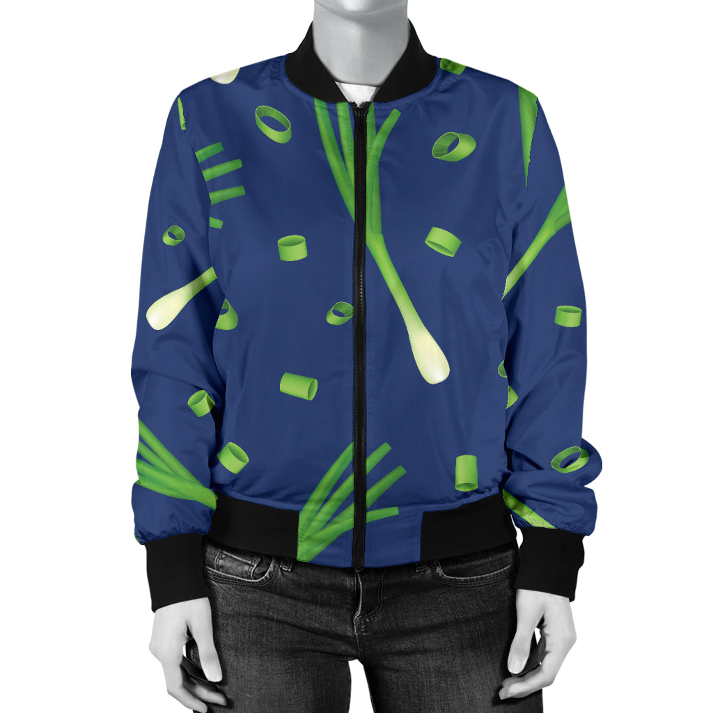Leek Pattern Print Design 02 Women's Bomber Jacket