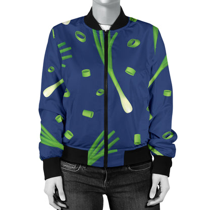 Leek Pattern Print Design 02 Women's Bomber Jacket