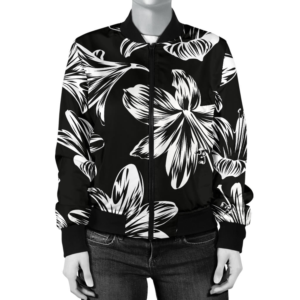 Amaryllis Pattern Print Design AL04 Women Bomber Jacket