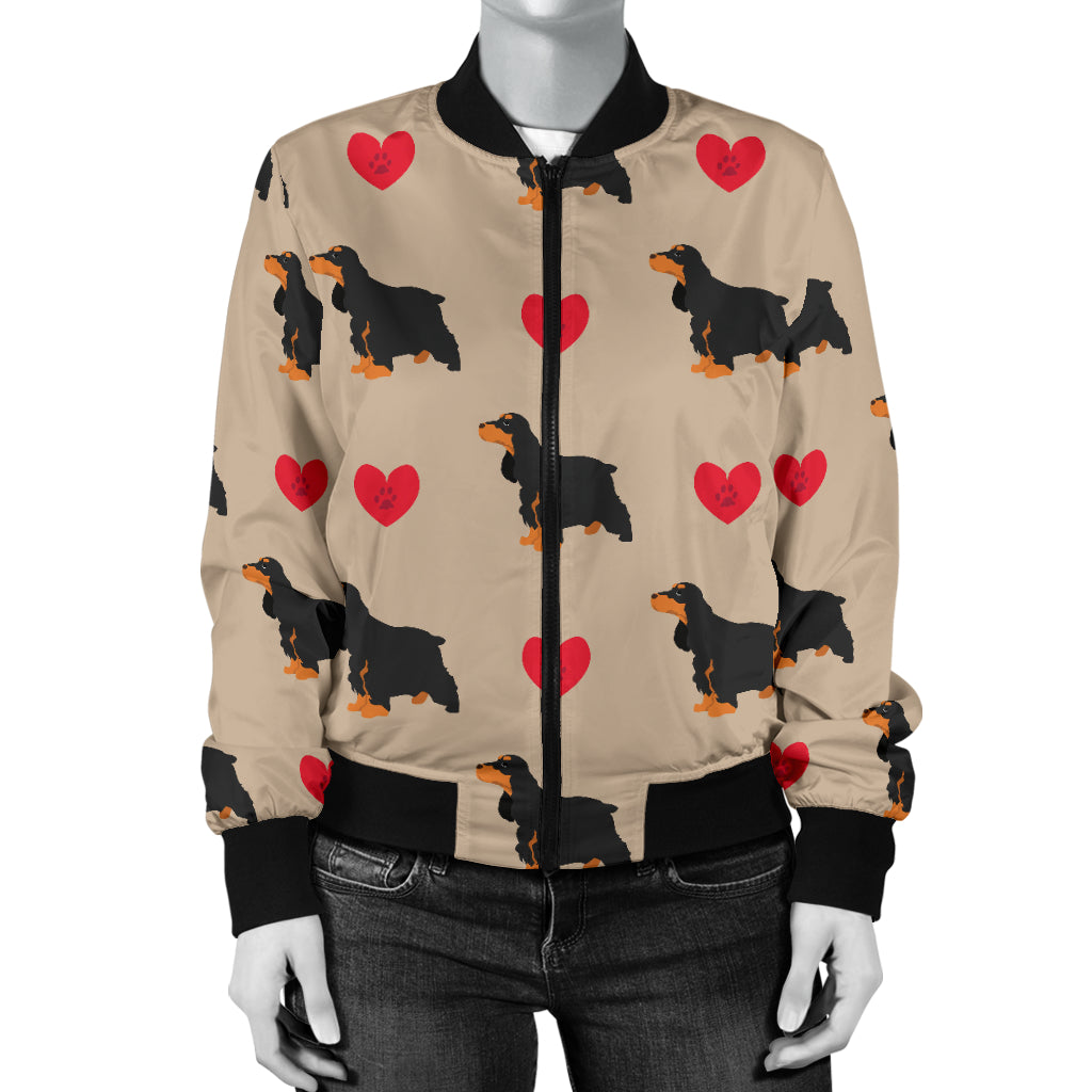 Cocker Pattern Print Design 02 Women's Bomber Jacket