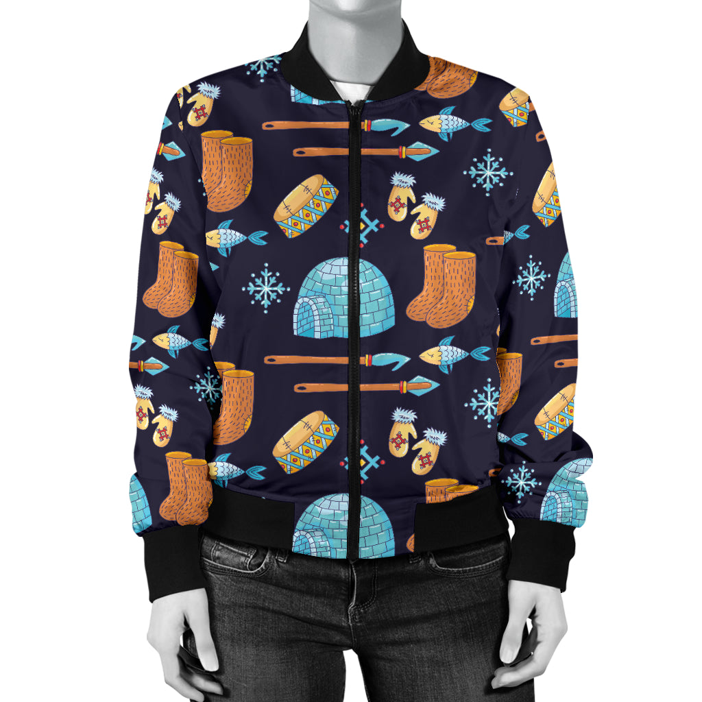 Eskimo Pattern Print Design 02 Women's Bomber Jacket