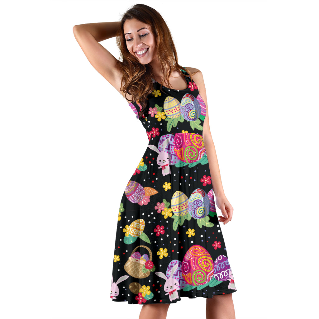 Easter Eggs Pattern Print Design RB06 Midi Dress