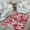 Red Hibiscus Pattern Print Design HB01 Area Rugs